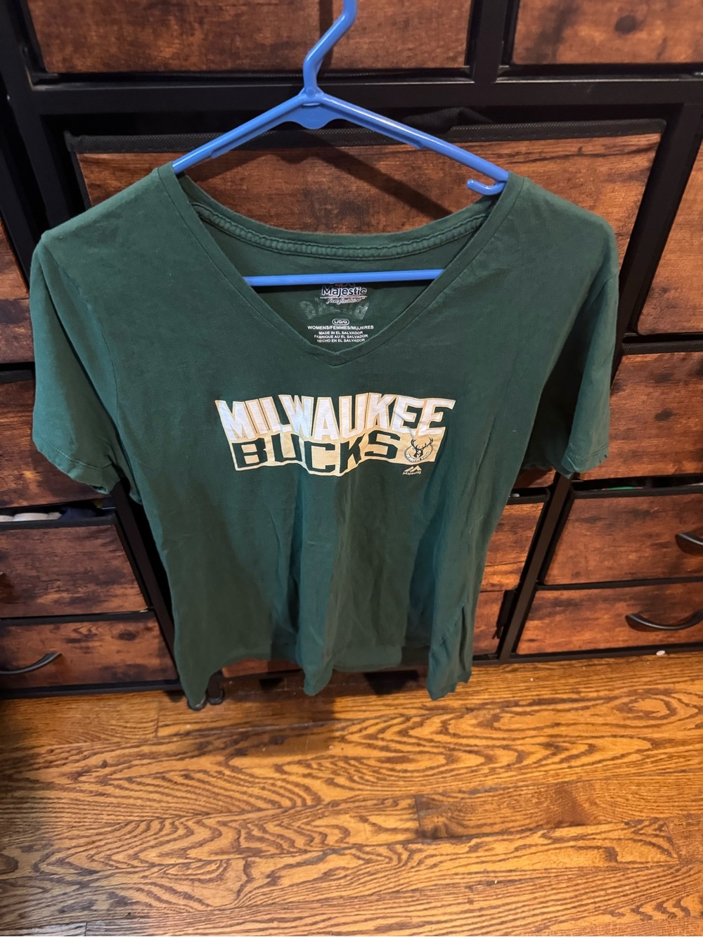 Majestic Green Milwaukee Bucks V-Neck Tee with White Accents